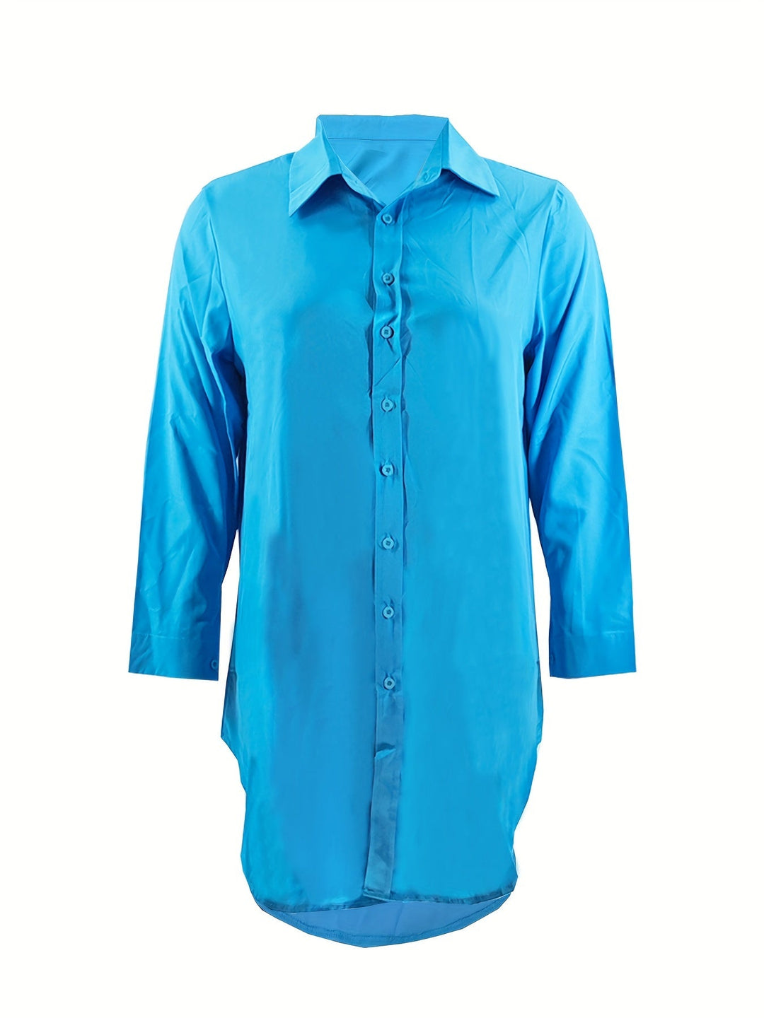 Elegant Cozy Long Sleeve Button Up Collared Shirt Dresses - Gen U Us Products