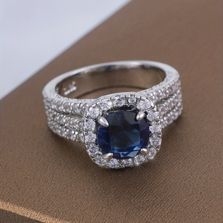Elegant Refined Large Blue Square Zircon Bling Out Ring - Gen U Us Products
