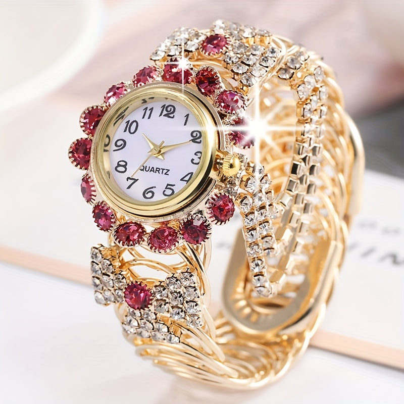Elegant Rhinestone Cuff Bangle Bracelet Watches - Gen U Us Products