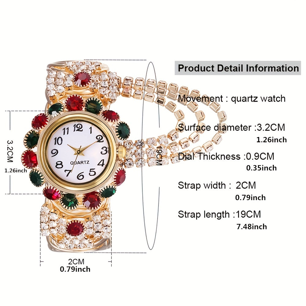 Elegant Rhinestone Cuff Bangle Bracelet Watches - Gen U Us Products