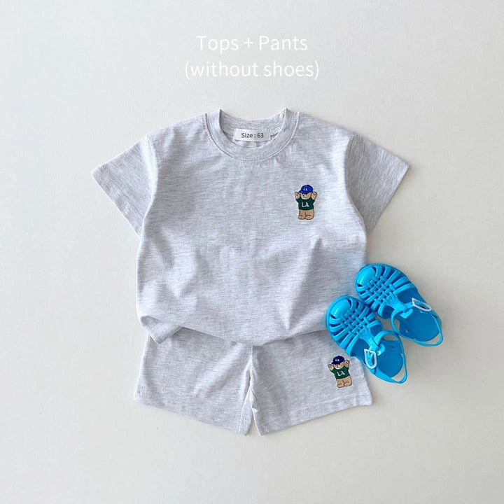 Embroidery Little Bear Short Sleeve T-shirt and Shorts Sport Sets - Gen U Us Products -  