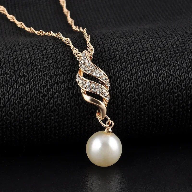 Enchanting Gold or Silver Pearl Pendant Necklace and Earrings Sets - Gen U Us Products