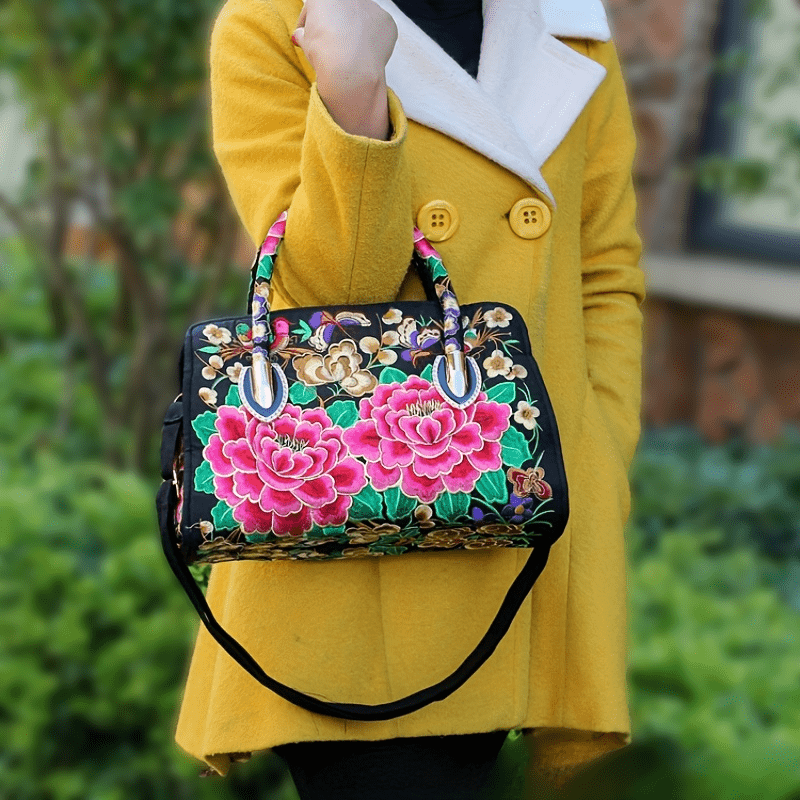 Ethnic Style Floral Embroidered Canvas Crossbody Handbags Gen U Us Products