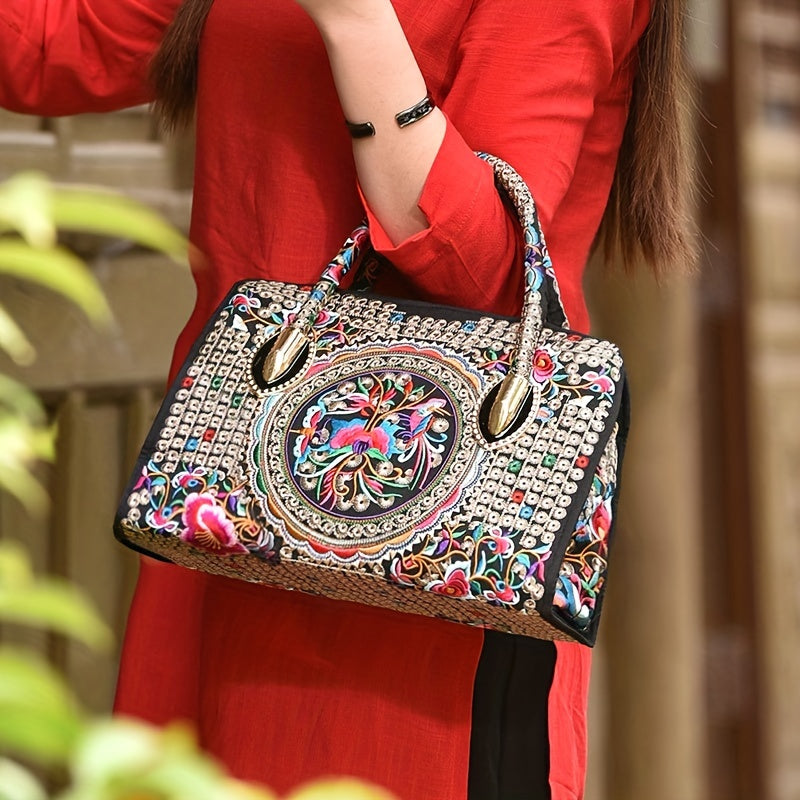 Ethnic Style Floral Embroidered Canvas Crossbody Handbags Gen U Us Products