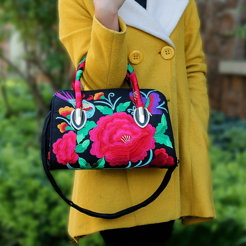 Ethnic Style Floral Embroidered Canvas Crossbody Handbags - Gen U Us Products