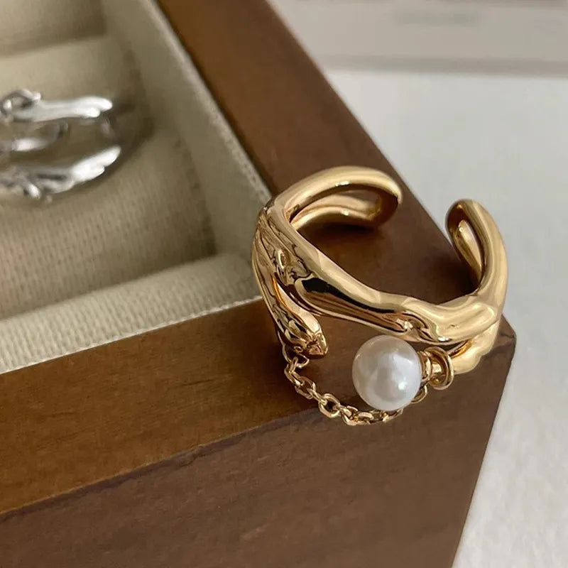 Exquisite Sterling Silver or Gold Open Finger Pearl Rings Gen U Us Products