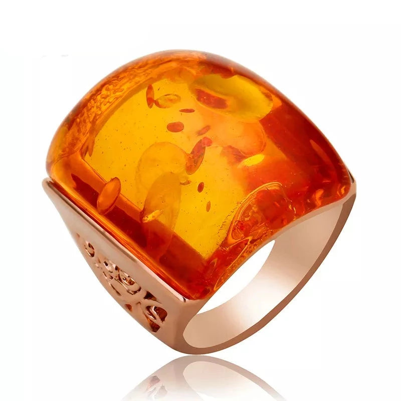 Eye-catching Beautiful Retro Big Orange Stone Ring Gen U Us Products