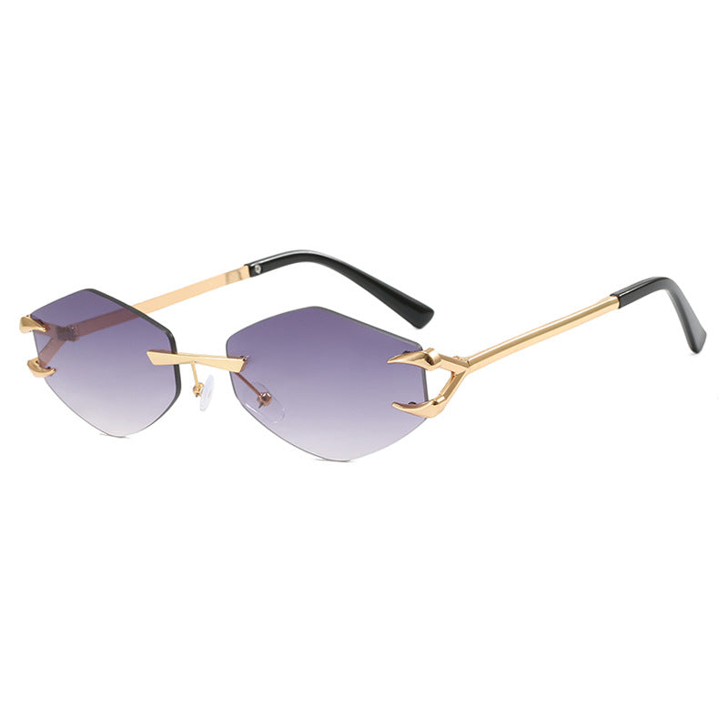 Shady Vibes Frameless Polygon Metal Sunglasses - Flossy Mom