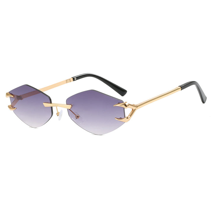 Shady Vibes Frameless Polygon Metal Sunglasses - Flossy Mom