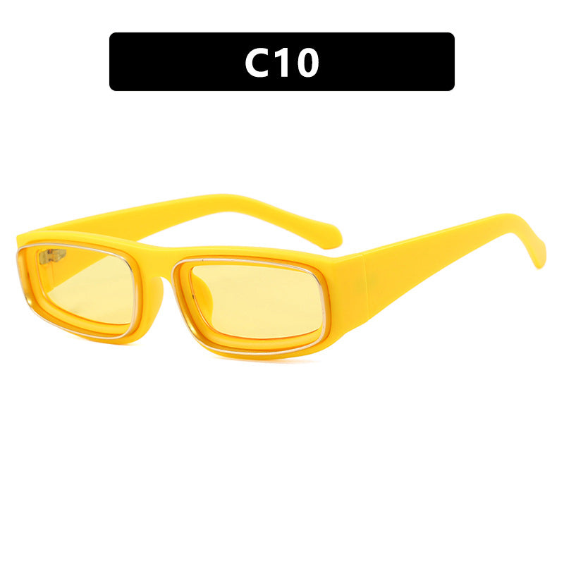 Urban Chic Narrow Double Square Circle Sunglasses