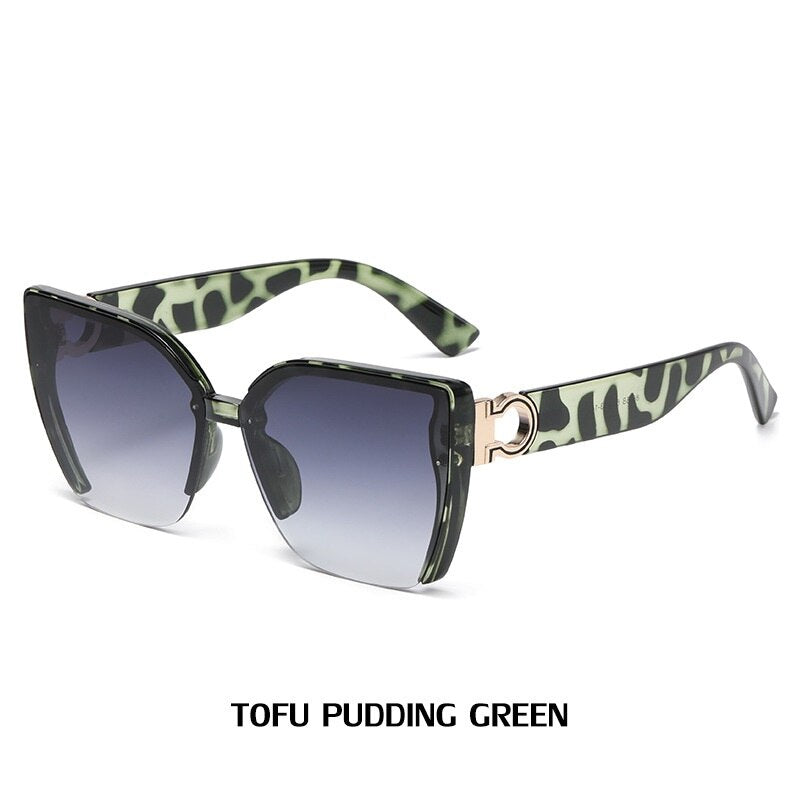 Timeless Semi Rimless Cat Eye Sunglasses For Ladies