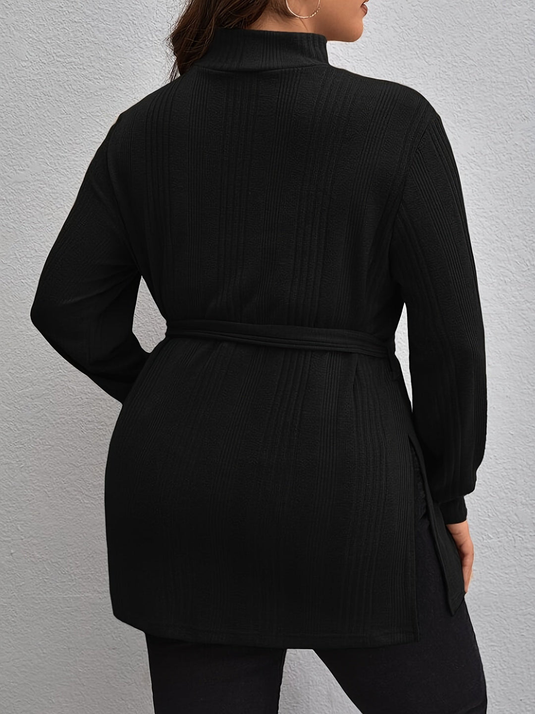 Fall Winter Stylish Black Long Sleeve Ribbed Split Pullover Gen U Us Products