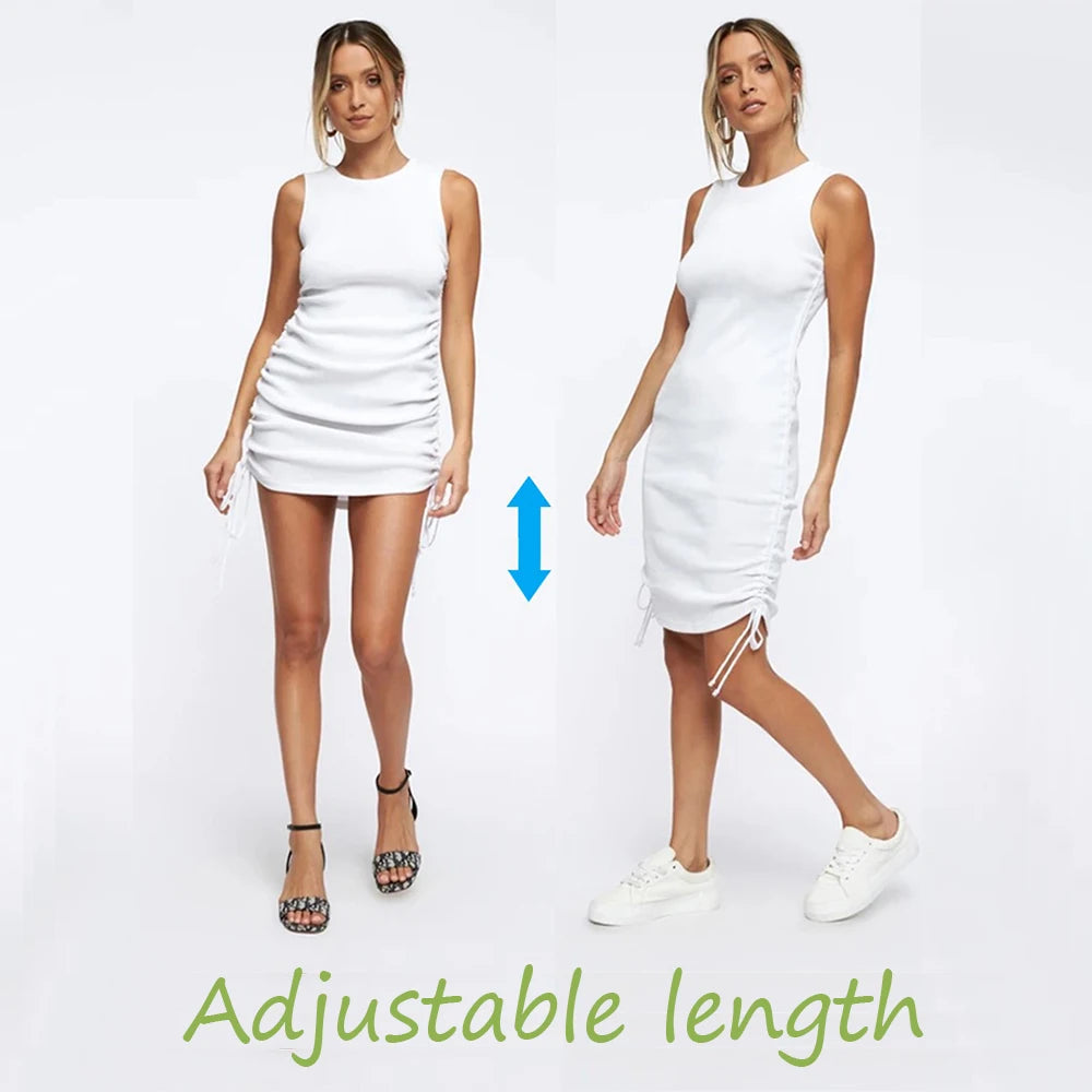 Flattering-fit Sleeveless Ruched Mini Bodycon Dresses - Gen U Us Products