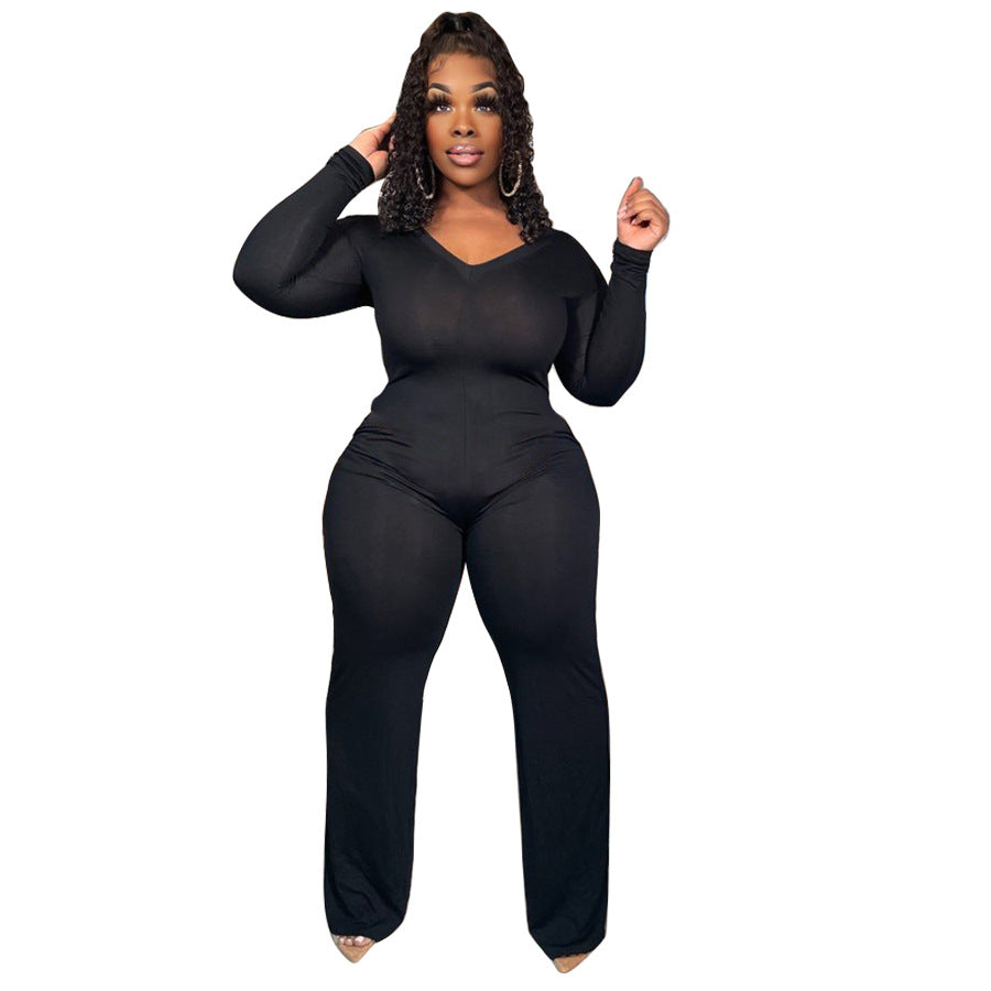 Flawlessly Tailored Design Long Sleeve Wide-Leg Snug-fit Jumpsuits - Gen U Us Products