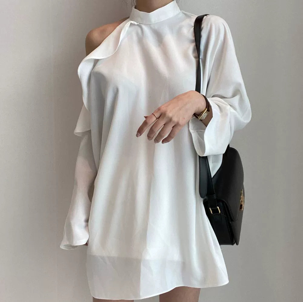 Flirty Y2K Long Sleeve Lace-up High-Tight Waist Shirt Dress - Gen U Us Products