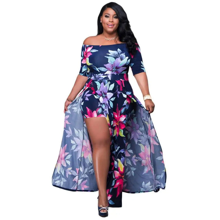 Floral Waist Hugging Short Sleeve Long Bandage Dresses - Gen U Us Products -  