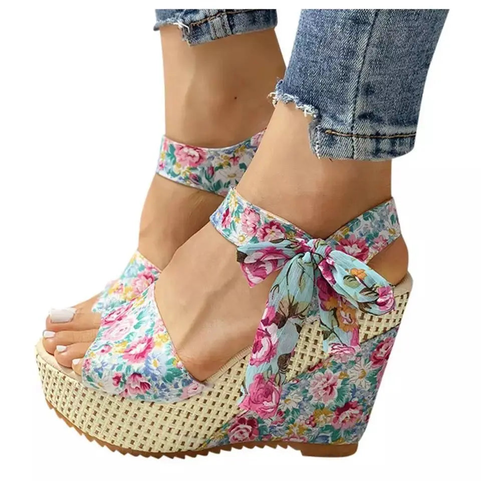 Flower Child Chic Platform Wedge Gladiator Sandals - Gen U Us Products
