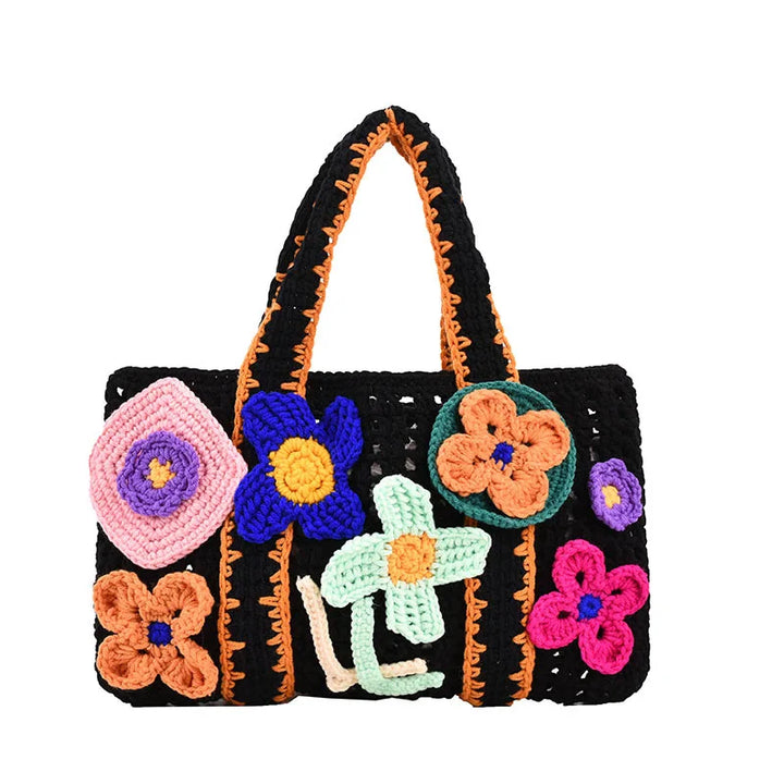 Flower Child Floral Crochet Large Capacity Knitted Boho Handbags - Gen U Us Products