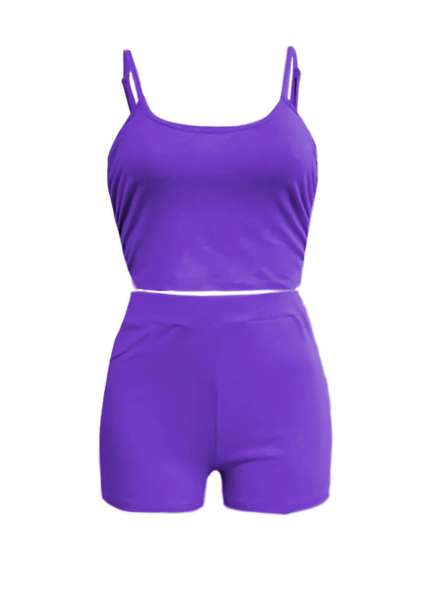 Form-fitting Sleeveless Crop Top & High Waist Mini Shorts - Gen U Us Products -  