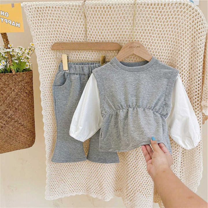 Girls Soft Cotton Puff Sleeve Shirt with Flared Pants - Gen U Us Products