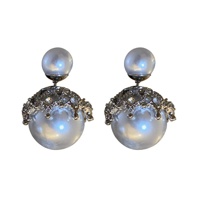 Glamorous Stunning Celebrity Inspired Pearl Silver Earrings 
