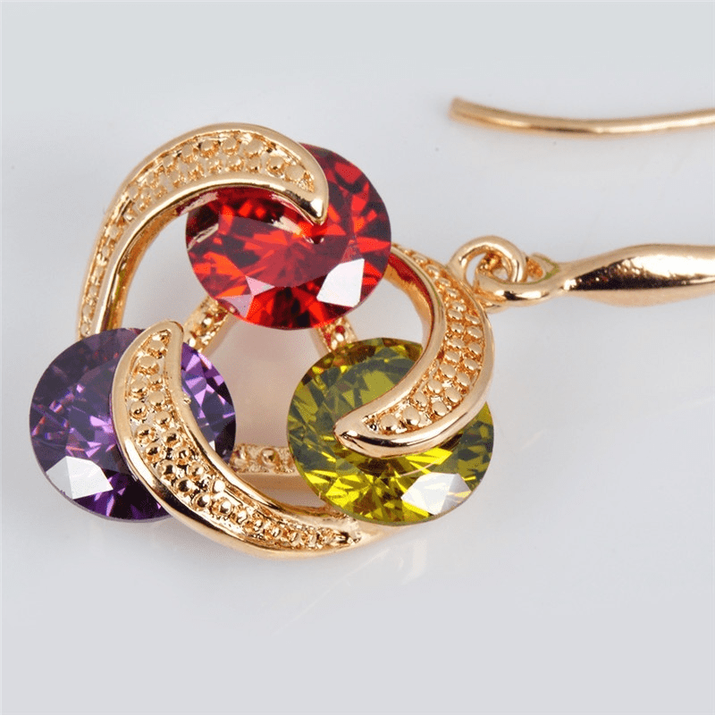 Glamorous 18K Gold Plated Zircon Gemstone Earrings - Gen U Us Products