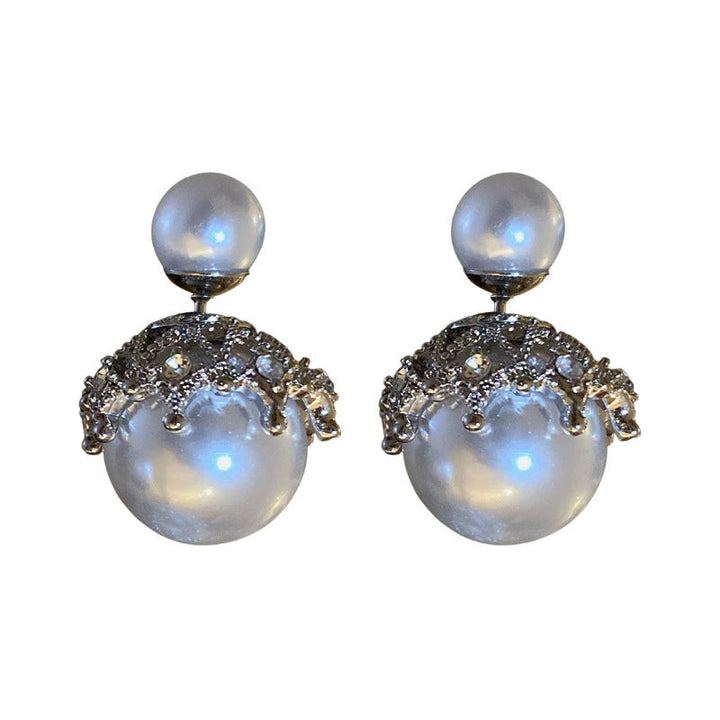 Glamorous Stunning Celebrity Inspired Pearl Silver Earrings - Gen U Us Products