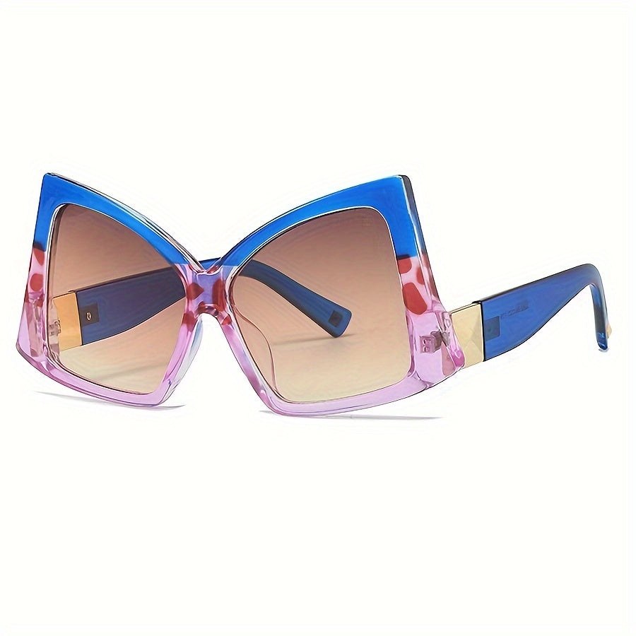 Glamour Girls Trendy Oversized Color Block Cat Eye Sunglasses 