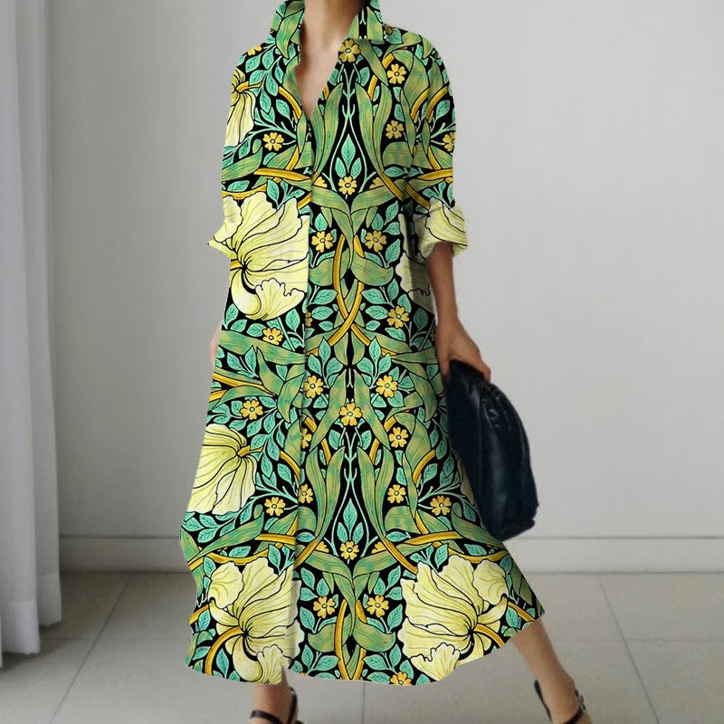 Gorgeous Long Sleeve Knee-Length Summer Floral Print Dresses - Gen U Us Products