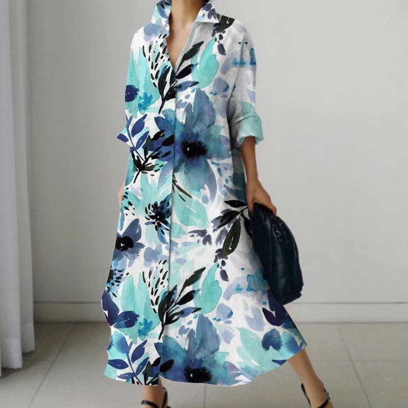 Gorgeous Long Sleeve Knee-Length Summer Floral Print Dresses - Gen U Us Products