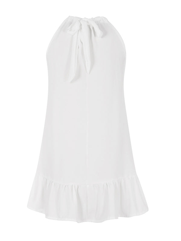 Gorgeous Sleeveless Halter Neck Ruffle Mini Pleated Dresses - Gen U Us Products