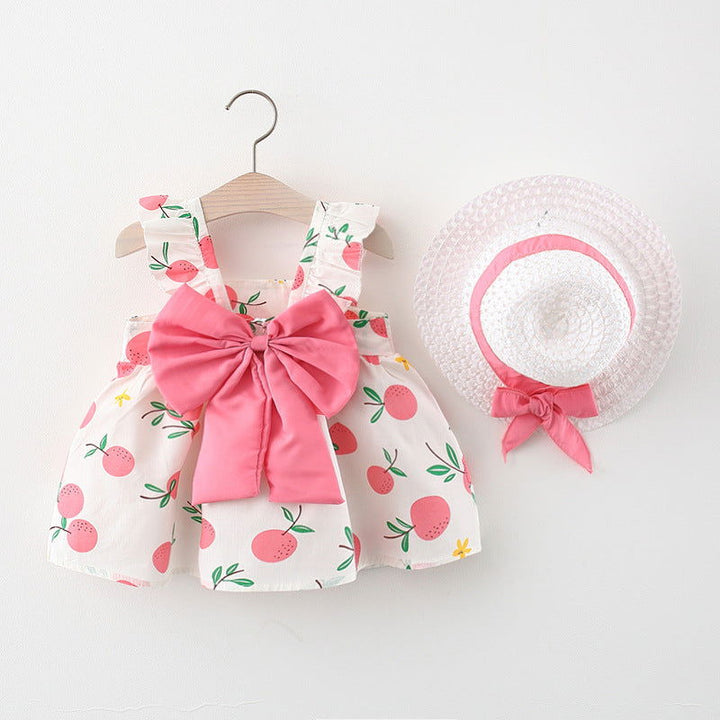 Gorgeous Big Bowknot Cotton Dresses with Fruit Detail - Gen U Us Products -  
