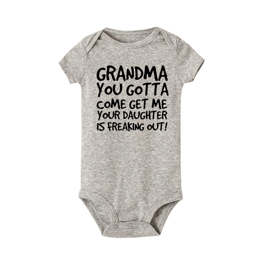 Grandma You Gotta Come Get Me Print Short Sleeve Onesies - Gen U Us Products