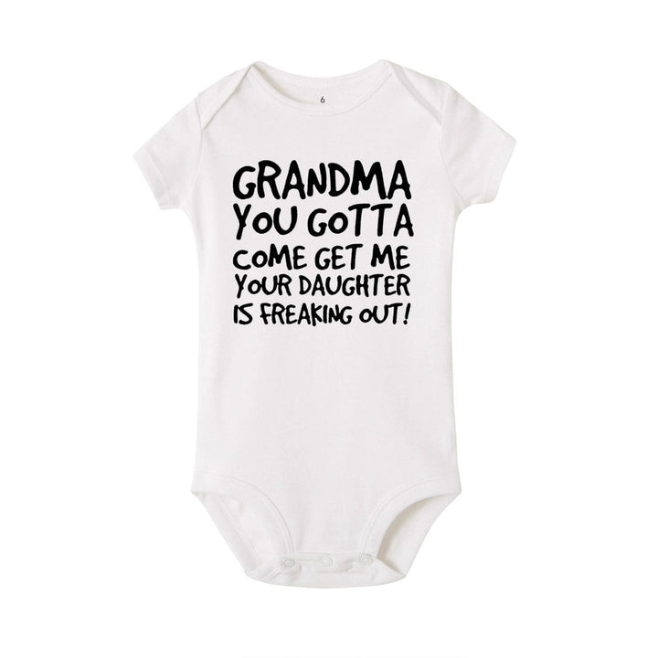 Grandma You Gotta Come Get Me Print Short Sleeve Onesies - Gen U Us Products