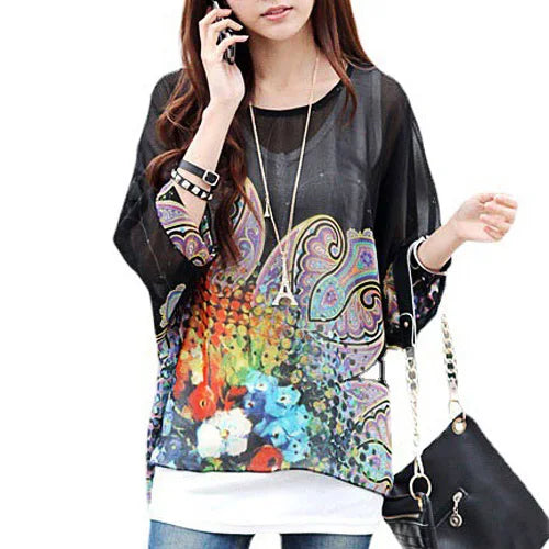 Plus Size Womens Flowy Floral Print Shirt Dresses