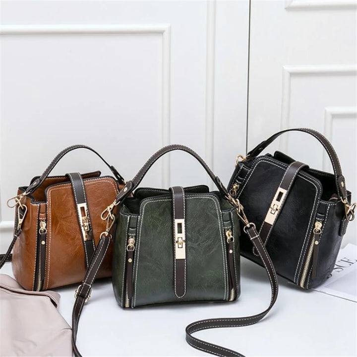 Timeless Gold Hardware Handle Strap PU Leather Bags - Flossy Mom