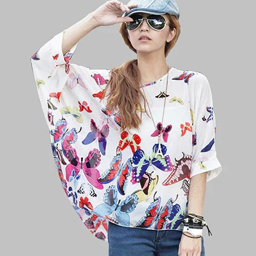 Plus Size Womens Flowy Floral Print Shirt Dresses
