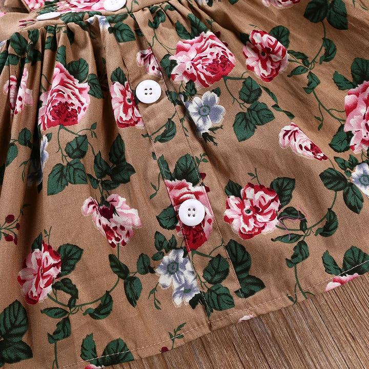 Summer Short Sleeve Romper and Floral Overalls Belt Dresses