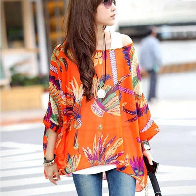 Plus Size Womens Flowy Floral Print Shirt Dresses