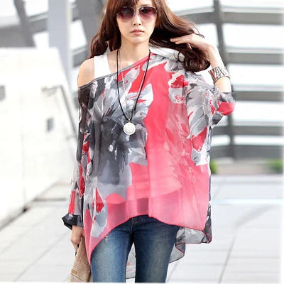 Plus Size Womens Flowy Floral Print Shirt Dresses
