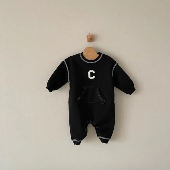 Long Sleeve Letter Embroidery Babies Cotton Onesies