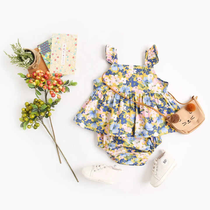 Pretty Floral Sleeveless Tops and Shorts Sets