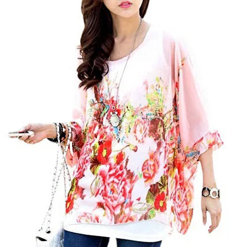 Plus Size Womens Flowy Floral Print Shirt Dresses