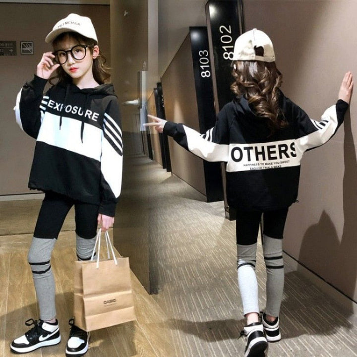 Hip Street Personality Gear Letter Print Hoodie Tracksuits 