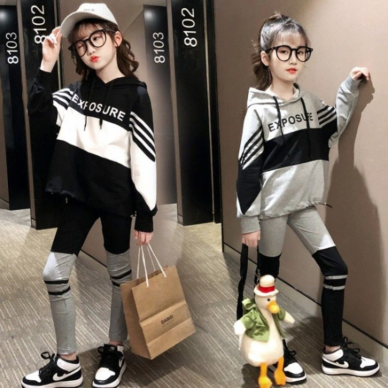 Hip Street Personality Gear Letter Print Hoodie Tracksuits 