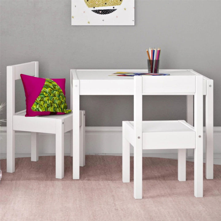 Kid's Sturdy 3-Piece Wooden Kiddy White Table and Chair Set - Gen U Us Products -  