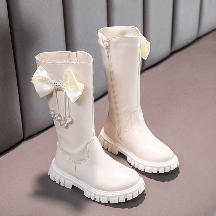 Knee High Warm Plush Fur Bowknot Leather Winter Snow Boots - Gen U Us Products