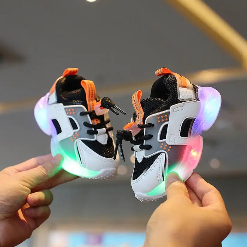 LED Luminous  Soft Soles Leather Mesh Sneakers - Gen U Us Products