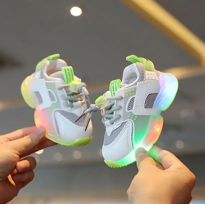 LED Luminous  Soft Soles Leather Mesh Sneakers - Gen U Us Products