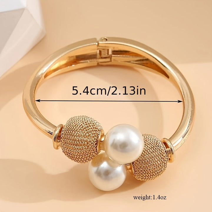Large Faux Pearls Open Bangle Bracelet - Gen U Us Products